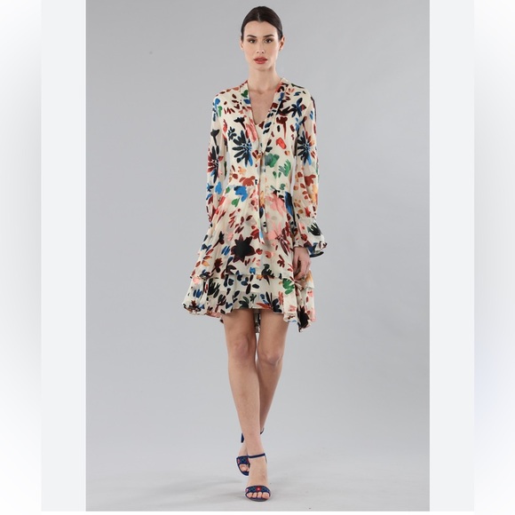 Alice + Olivia Moran Tiered Floral A-Line Dress - Picture 7 of 10
